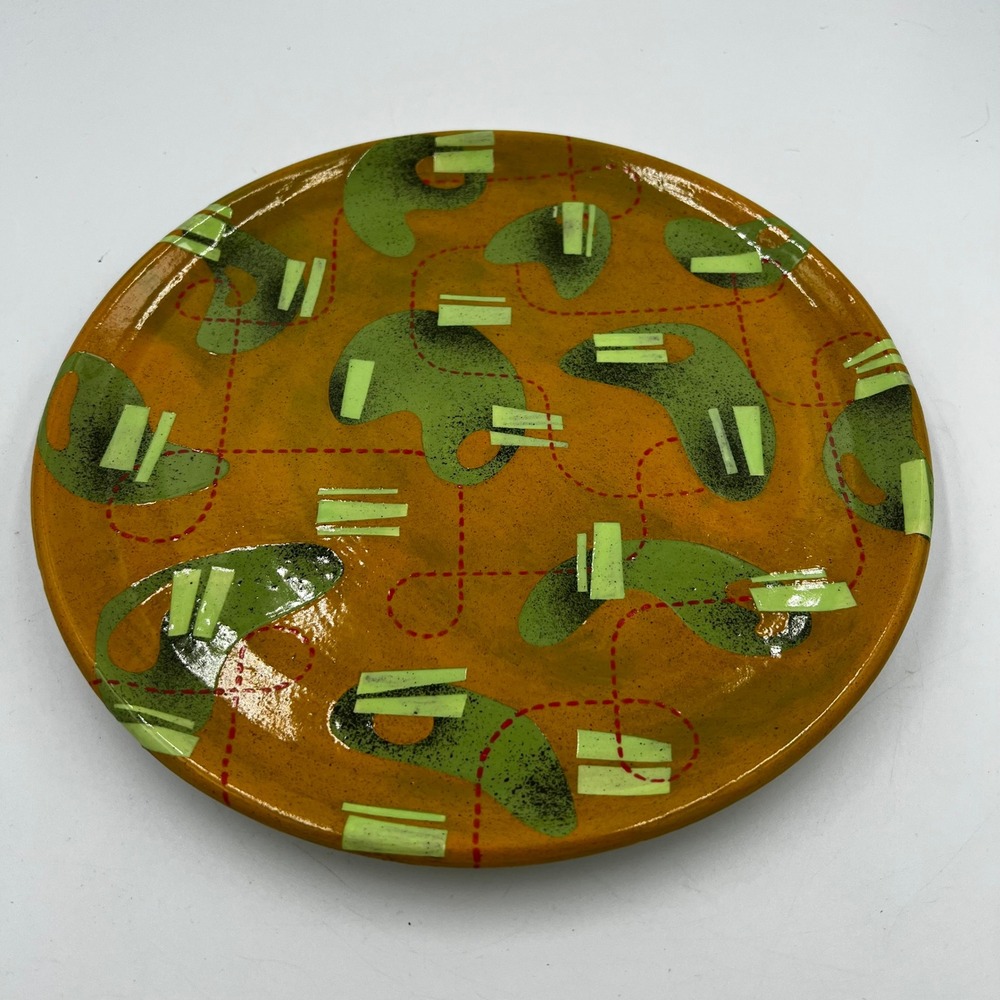 Gearhart‎ Signed Studio Art Pottery Plate Everett Vintage 90s Abstract Ceramic